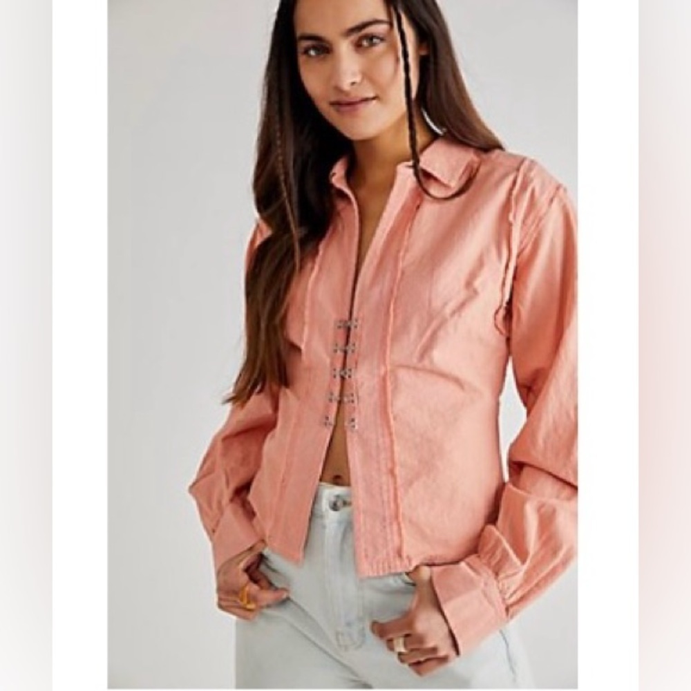 Free People We the Free Hooked on You Collared Top Orange
